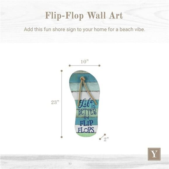Youngs Flip Flop Wall Art Life Is Better Sign Coastal Beach Bathroom Decor - Picture 3 of 4